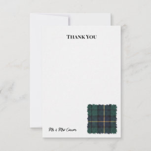 Grüne Tartan-Hochzeits-Dankeskarten Dankeskarte