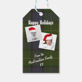 Grüne Tartan karierte Feiertage Foto Collage Geschenkanhänger
