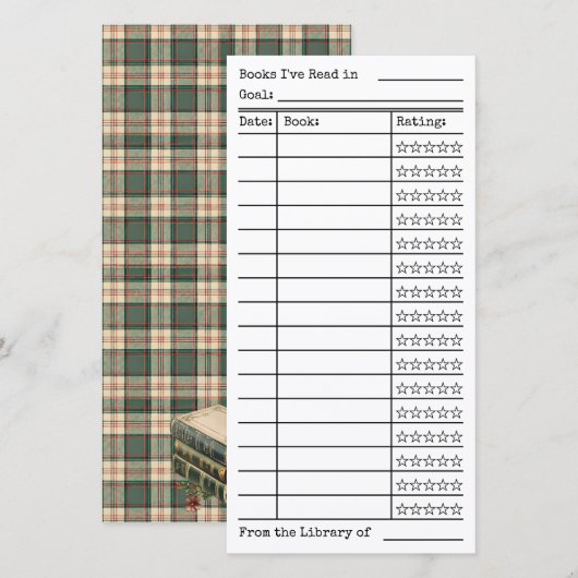 Grüne Tartan-Karo-Leseliste-Tracker-Flachkarte (Vorne/Hinten)