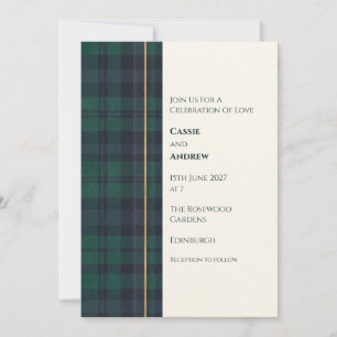 Grüne Tartan-Schottische Hochzeitseinladung Einladung