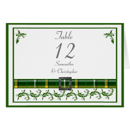 Grüne Tartan-Tischnummer (Vorderseite (Horizontal))