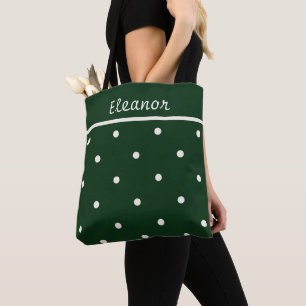 Grüne Tasche mit Cremedots - Ideal für Ferien