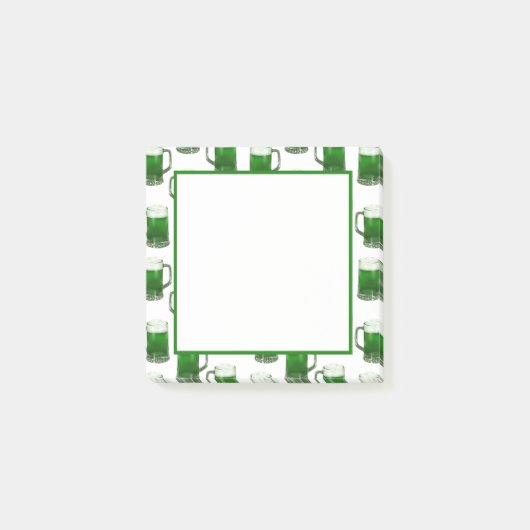 Grüne Tasse für Bier - Weiße Hinweise Post-it Klebezettel (Vorderseite)