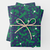 Grüne Tauben auf blau Geschenkpapier Set (Beispiel)