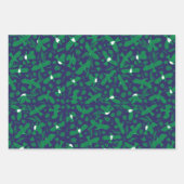 Grüne Tauben auf blau Geschenkpapier Set (Vorderseite)