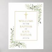 Grüne Taufe Christening Willkommenszeichen Poster (Vorne)