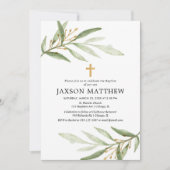 Grüne Taufe Einladung grünes Gold Aquarell (Vorderseite)