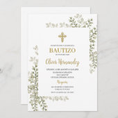 Grüne Taufe Spanische Einladung (Vorne/Hinten)