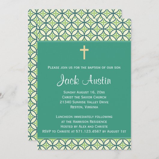 Grüne Taufe/Weihnachtsaufenthalt Einladung (Vorne/Hinten)