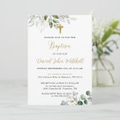 Grüne Taufen Vorlage, Grün & Gold Einladung (Stehend Vorderseite)