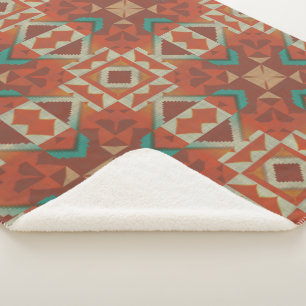 Grüne Teal Rost Orange Beige Braun Rote Stammeskun Sherpadecke