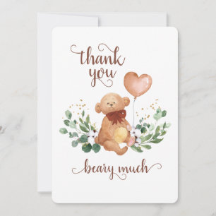 Grüne Teddybär Beary Much Baby Shower Dankeskarte