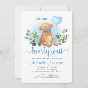 Grüne Teddybär Kaum Erwarten Baby Shower Einladung