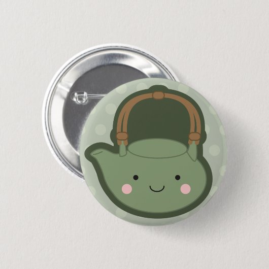 Grüne Teekanne Button (Vorne & Hinten)
