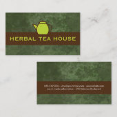 Grüne Teekanne | Grünbraune Textur Visitenkarte (Vorne/Hinten)
