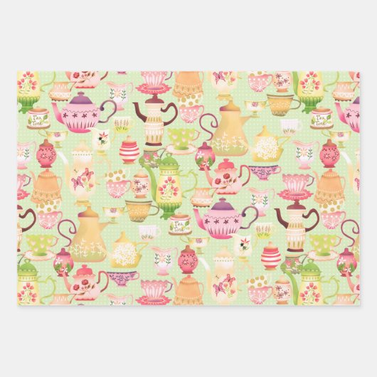 Grüne Teelöffel und Jungs Geschenkpapier Set (Vorderseite)