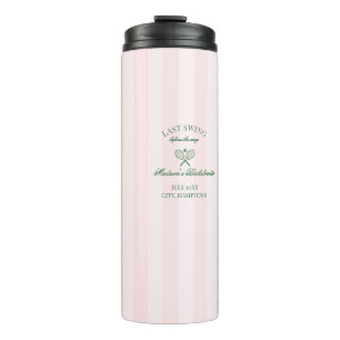 Grüne Tennis-Schläger mit rosa Streifen Junggesell Thermosbecher