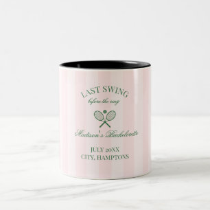 Grüne Tennis-Schläger Rosa gestreifte Brautparty  Zweifarbige Tasse