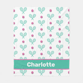 Grüne Tennisschläger mit individuelle Name Fleecedecke