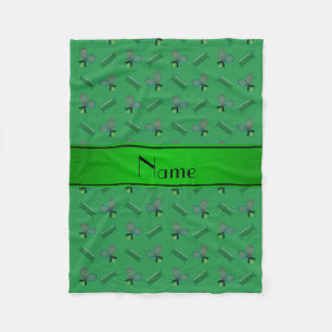 Grüne Tennisschläger und -netze, personalisiert Fleecedecke