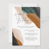 Grüne Terracotta abstrakte Aquarell Geburtstag Einladung (Vorderseite)