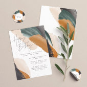 Grüne Terracotta abstrakte Aquarell Geburtstag Einladung