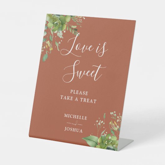 Grüne Terracotta-Liebe ist ein süßer Favorit Sockelschild (Vorderseite)