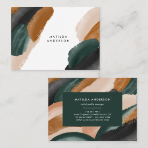 Grüne Terrakotta abstrakte Aquarell Moderne einzi Visitenkarte