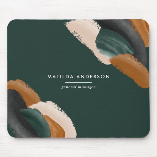 Grüne Terrakotta abstrakte Aquarell Moderne einzig Mousepad (Vorne)