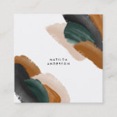 Grüne Terrakotta abstrakte Aquarell Moderne einzig Quadratische Visitenkarte (Vorderseite)