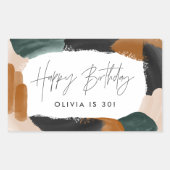 Grüne Terrakotta abstrakte Aquarellfarben Geburtst Rechteckiger Aufkleber (Vorderseite)