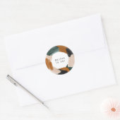 Grüne Terrakotta abstrakte Aquarellfarben Geburtst Runder Aufkleber (Umschlag)