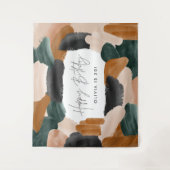 Grüne Terrakotta abstrakte Aquarellfarben Geburtst Wandteppich (Vorderseite)