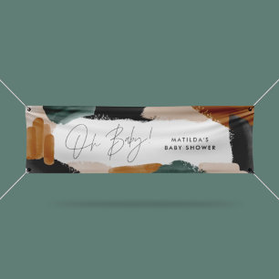 Grüne Terrakotta abstrakte Aquarellnarbendusche Banner