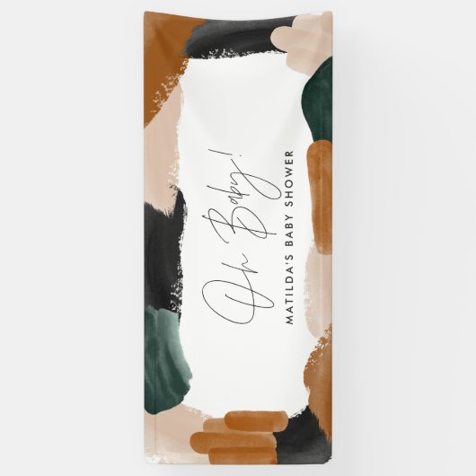 Grüne Terrakotta abstrakte Aquarellnarbendusche Banner (Vertikal)