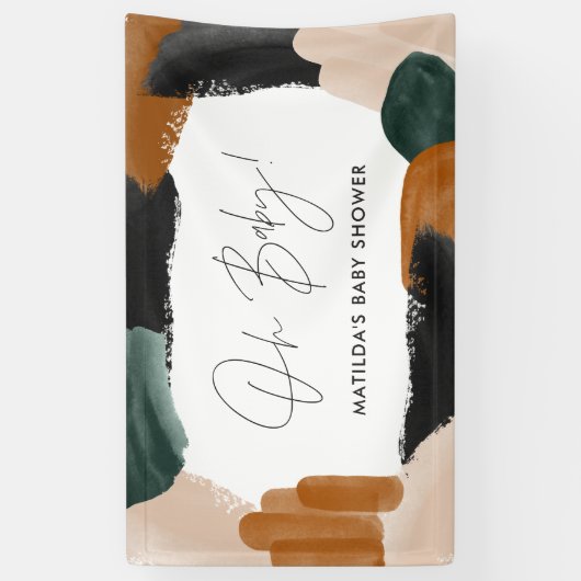 Grüne Terrakotta abstrakte Aquarellnymbole Babydus Banner (Vertikal)