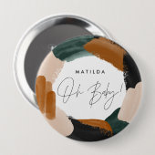 Grüne Terrakotta abstrakte Aquarellnymbole Babydus Button (Vorne & Hinten)