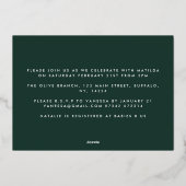 Grüne Terrakotta abstrakte Aquarellnymbole Babydus Folieneinladung (Rückseite)