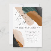 Grüne Terrakotta abstrakte Wasserfarbe 16. Geburts Einladung (Vorderseite)