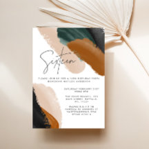 Grüne Terrakotta abstrakte Wasserfarbe 16. Geburts