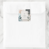 Grüne Terrakotta-Hochzeit mit botanischer Geometri Quadratischer Aufkleber (Tasche)