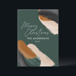 Grüne Terrakotta, moderne minimale Aquarellfarbe Feiertagskarte<br><div class="desc">Günstige grüne Terracotta abstrakte Aquarell moderne Skript nicht Foto Weihnachtskarte. Modernes Design in Trend,  Grün,  Beige und Terrakotta.</div>