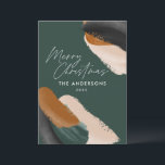 Grüne Terrakotta, moderne minimale Aquarellfarbe Feiertagskarte<br><div class="desc">Günstige grüne Terracotta abstrakte Aquarell moderne Skript nicht Foto Weihnachtskarte. Modernes Design in Trend,  Grün,  Beige und Terrakotta.</div>