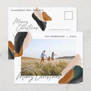 Grüne Terrakotta moderne minimalistische Aquarell- Feiertagspostkarte