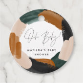 Grüne Terrakotta Wasserfarbe Dank Babydusche Geschenkanhänger (Vorderseite)