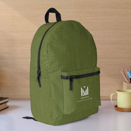 Grüne Textur Elegante Monogram Logo Custom Bedruckter Rucksack