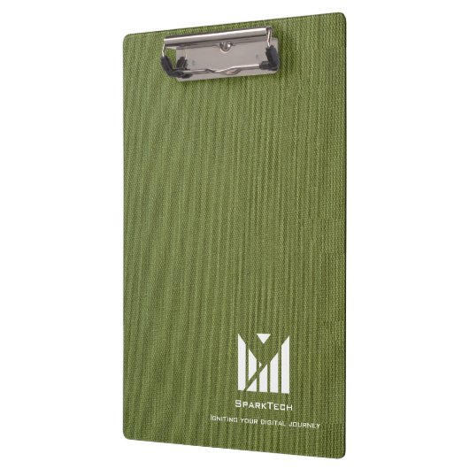 Grüne Textur Elegante Monogram Logo Custom Klemmbrett (Links)