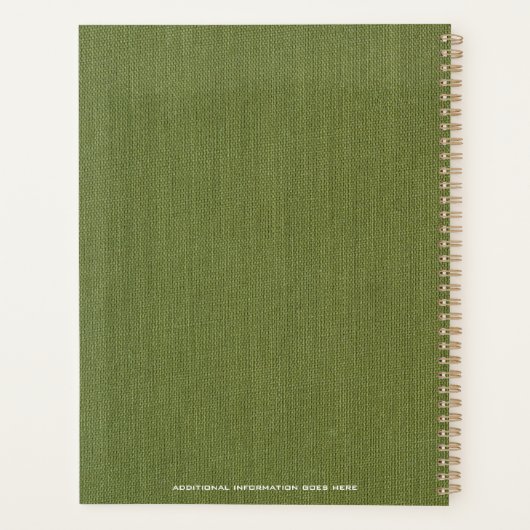 Grüne Textur Elegante Monogram Logo Custom Planer (Rückseite)