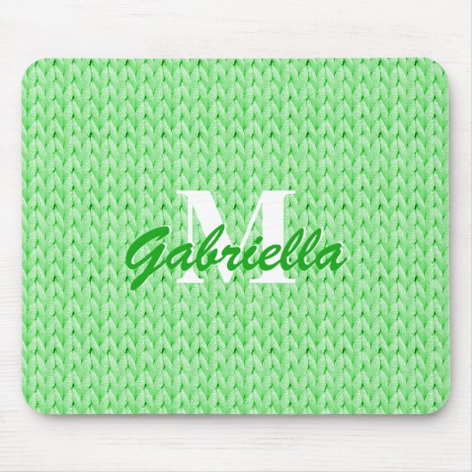 Grüne Textur-Maus-Pad mit Monogramm Mousepad (Vorne)
