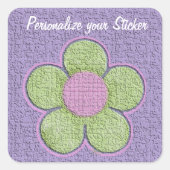 Grüne Texturierte Blume Quadratischer Aufkleber (Vorderseite)